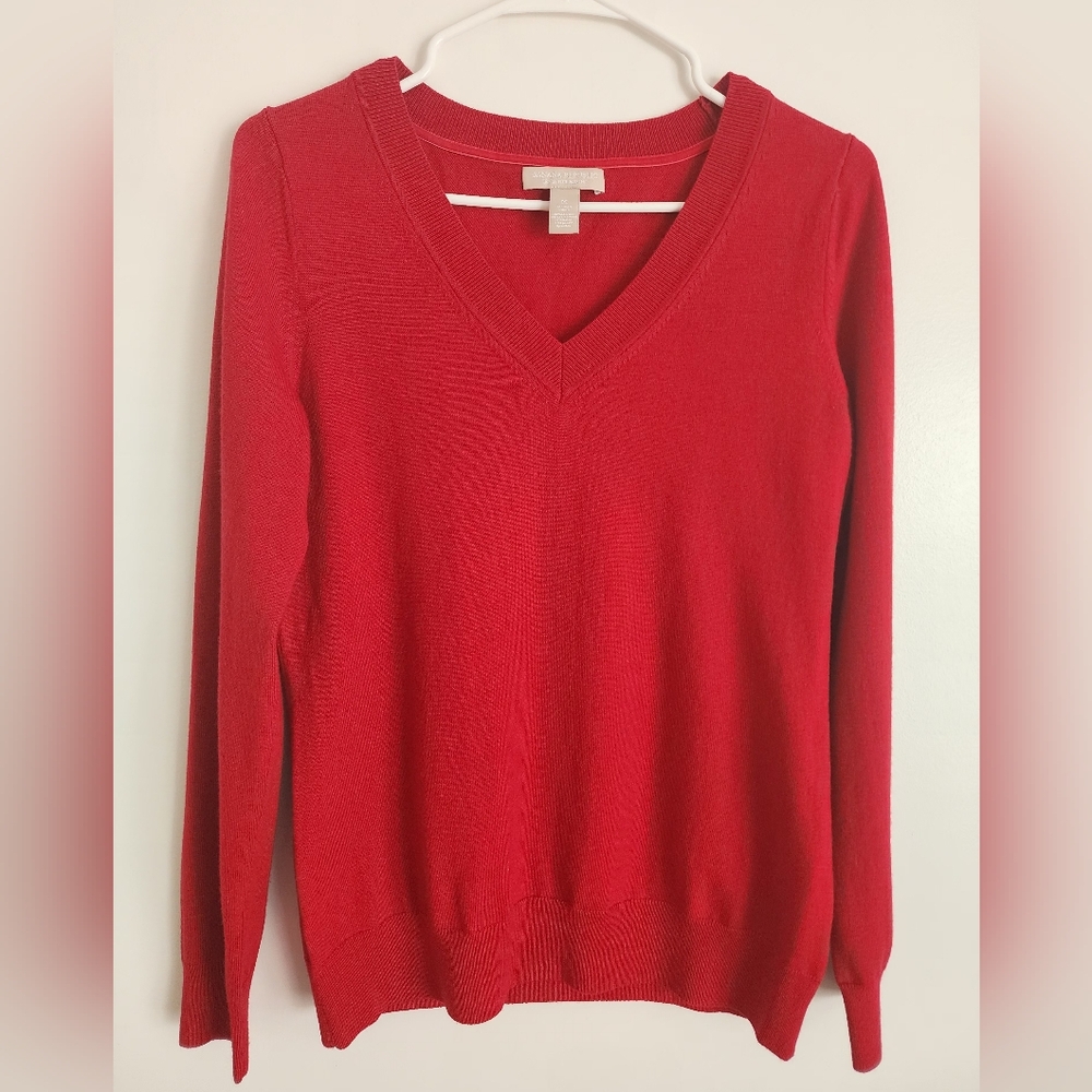 Banana Republic Bold Red V-Neck Sweater